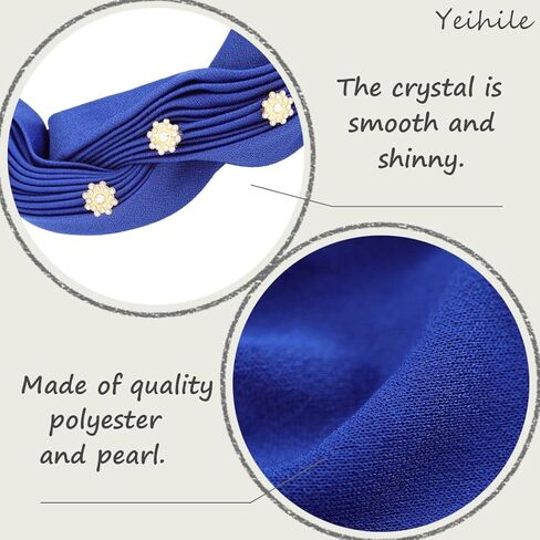 Yeilhile Crystal African Turban Jewel Blue Pre-Tied Headwrap Braid Head Cover Wrap Stretchy Headwear for Women, Blue, One size in Kuwait
