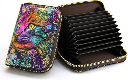 محافظ بطاقات الائتمان، حامل بطاقات الائتمان بنمط الطباعة للنساء، حافظة بطاقات جلدية بسحاب بخاصية RFID للسيدات والفتيات، حجم صغير in Kuwait