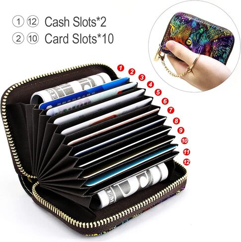 محافظ بطاقات الائتمان، حامل بطاقات الائتمان بنمط الطباعة للنساء، حافظة بطاقات جلدية بسحاب بخاصية RFID للسيدات والفتيات، حجم صغير in Kuwait