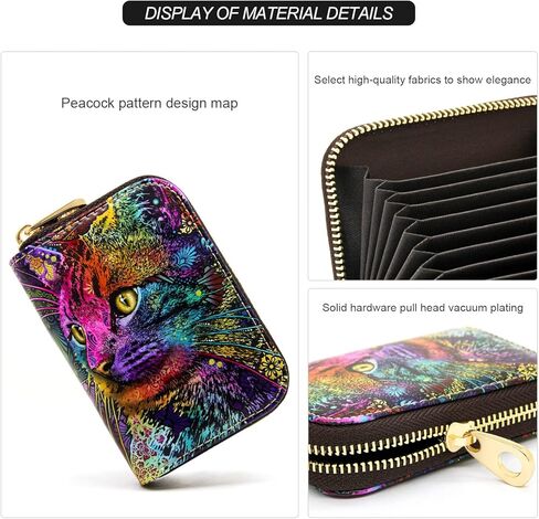 محافظ بطاقات الائتمان، حامل بطاقات الائتمان بنمط الطباعة للنساء، حافظة بطاقات جلدية بسحاب بخاصية RFID للسيدات والفتيات، حجم صغير in Kuwait