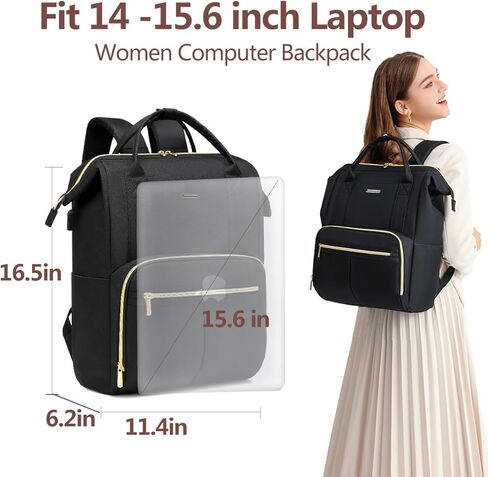Women Laptop Backpack Work Bag - Fits 15.6 inch with Laptop Compartment Waterproof Professional Fashion Travel Purse with USB Charger for College Nurse Business Computer Backpack in Kuwait