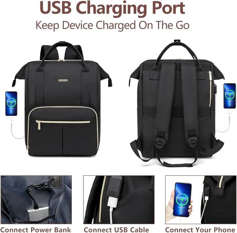 Women Laptop Backpack Work Bag - Fits 15.6 inch with Laptop Compartment Waterproof Professional Fashion Travel Purse with USB Charger for College Nurse Business Computer Backpack in Kuwait