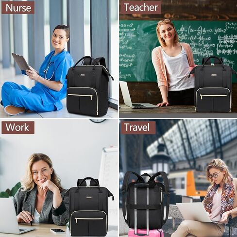 Women Laptop Backpack Work Bag - Fits 15.6 inch with Laptop Compartment Waterproof Professional Fashion Travel Purse with USB Charger for College Nurse Business Computer Backpack in Kuwait