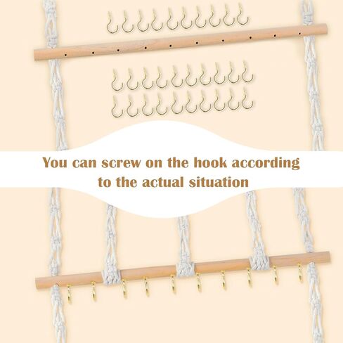 Grathia Hanging Jewelry Organizer Macrame Necklace Holder with 30 Hooks, Wall Mounted Necklace Rack, Necklace Hanger with Tassel for Necklaces Bracelet Earrings Hair Clips in Kuwait