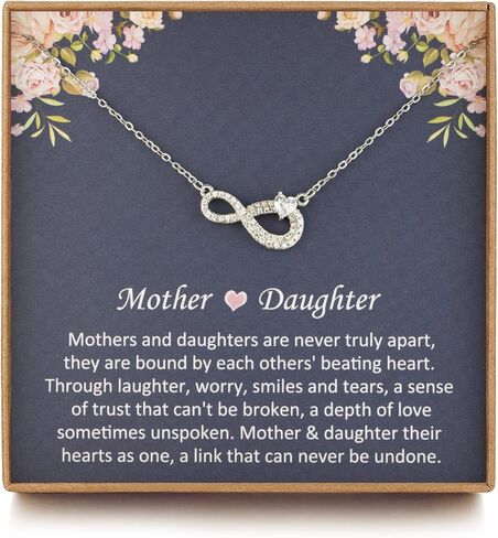 OFGOT7 Mother Daughter Necklace, Sterling Silver Infinity with Heart Necklace, Mom Necklace from Daughter, Birthday Jewelry in Kuwait
