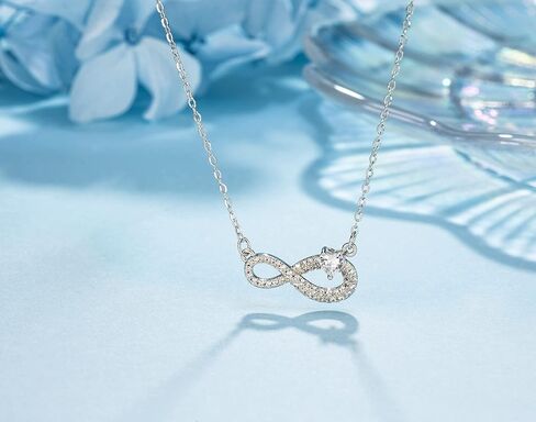 OFGOT7 Mother Daughter Necklace, Sterling Silver Infinity with Heart Necklace, Mom Necklace from Daughter, Birthday Jewelry in Kuwait