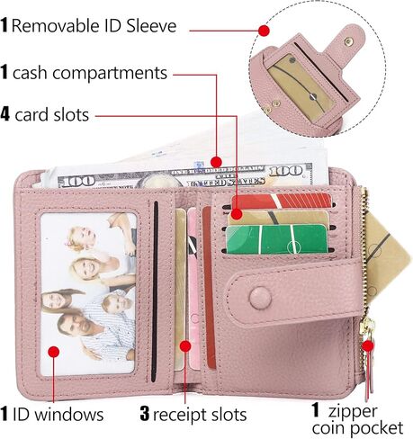 Slim Wallet for Women Wallet Women Slim Clutch Womens Wallets Thin Women Thin Wallets,RFID Blocking Small Ladies Wallet (Pink) in Kuwait