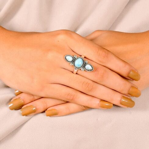 925 Sterling Silver Ring, Oval Shape Handmade Gemstone, Adjustable in Kuwait