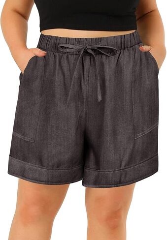 TIYOMI Plus Size Shorts for Women Elastic Waist Casual Summer Shorts Drawstring Lightweight Beach Short Pants with Pockets in Saudi Arabia