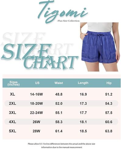 TIYOMI Plus Size Shorts for Women Elastic Waist Casual Summer Shorts Drawstring Lightweight Beach Short Pants with Pockets in Saudi Arabia