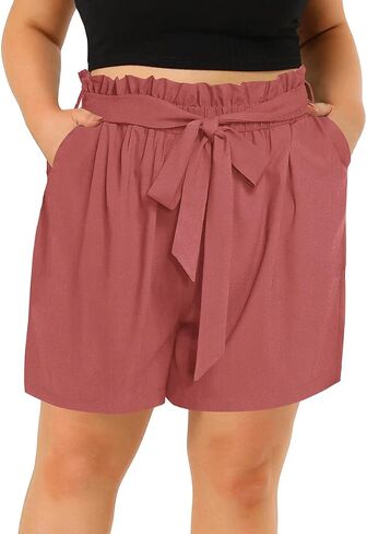 TIYOMI Plus Size Shorts for Women Elastic Waist Casual Summer Shorts Drawstring Lightweight Beach Short Pants with Pockets in Saudi Arabia