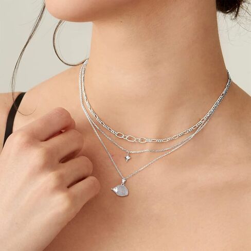 ChicSilver 925 Sterling Silver Cat/Shark/Hedgehog Pendant Necklace Cute Animal Jewelry for Women Teen Girls Mother's Day Gift in Saudi Arabia