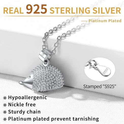 ChicSilver 925 Sterling Silver Cat/Shark/Hedgehog Pendant Necklace Cute Animal Jewelry for Women Teen Girls Mother's Day Gift in Saudi Arabia