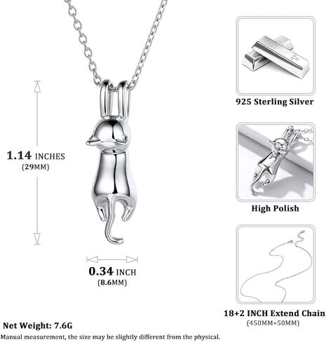 ChicSilver 925 Sterling Silver Cat/Shark/Hedgehog Pendant Necklace Cute Animal Jewelry for Women Teen Girls Mother's Day Gift in Saudi Arabia