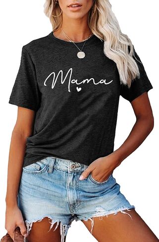 تي شيرت ماما للنساء مطبوع عليه حروف ماما تي شيرت مطبوع عليه ماما مضحك تي شيرت كاجوال بأكمام قصيرة تي شيرت Mom Life in Kuwait