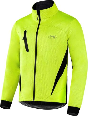 Cycling Bike Jacket for Men, Fleece Thermal Running Coat Windproof Breathable Mountain Biking Softshell Jacket in Saudi Arabia