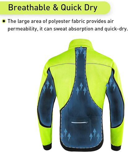 Cycling Bike Jacket for Men, Fleece Thermal Running Coat Windproof Breathable Mountain Biking Softshell Jacket in Saudi Arabia