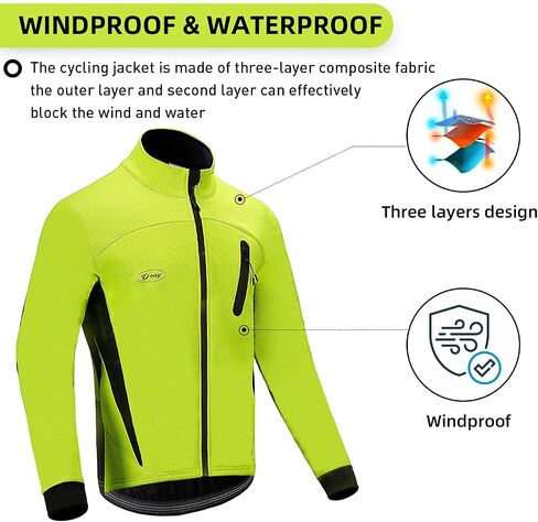 Cycling Bike Jacket for Men, Fleece Thermal Running Coat Windproof Breathable Mountain Biking Softshell Jacket in Saudi Arabia