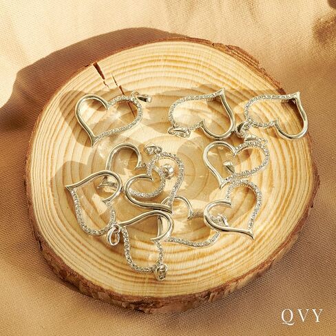 QVY Gold Heart Necklace for Women Cubic Zirconia Sideways Heart Delicate Wedding Jewelry Open Heart Pendant Mom Necklace for Mothers Day Gift [VHN] in Kuwait