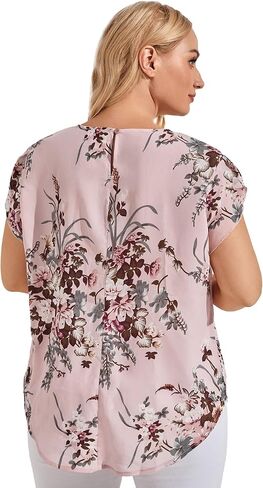 Floerns Women's Plus Size Floral Print Short Sleeve Summer Blouse Top Shirt in Saudi Arabia