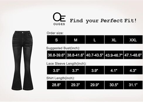 بنطلون جينز نسائي من OUGES بخصر مطاطي عالي الخصر وواسع in Kuwait