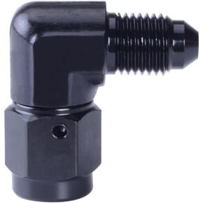 SYKRSS 3AN Aluminum Anodize Finish Male/Female 90 Degree Flare Bulkhead Fitting Adapter AN-3 Black