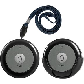 Wireless Call Buttons for Wireless Calling System Nurse Call System for Customer Elderly Seniors Residents Restaurant Clinic Nursing Home Care Facilities 2 PCS Black