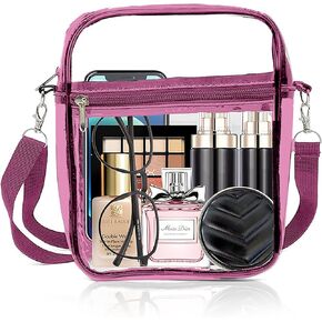 Clear Bag Stadium Approved Clear Purse with Adjustable Strap and 2 Pockets Clear Crossbody Bag for Men and Women