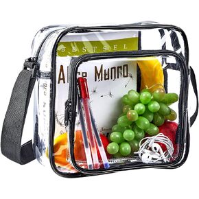 Clear Crossbody Bag Stadium Approved, Clear Messenger Shoulder Bag with Adjustable Strap for Work, Concerts, Sports Events