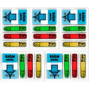 500pcs Sign Here Tabs, Sign Here Flags Adhesive Sign Here Stickers Sign Here Post it Flags Signature Sticky Tabs with Dispenser Arrow Flag for Office School Notebook Notary Supplies (4 Colors)