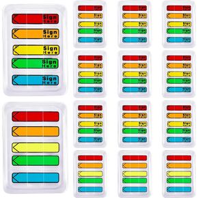 1300 Pcs/ 13 Packs Sign Here Flags Please Sign Here Tabs 10 Packs Assorted Colors Sign Flags 3 Packs Blank Arrow Stickers for Signature Bookmarks File Dispenser Office School
