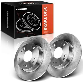 A-Premium 10.24 inch (260mm) Rear Solid Disc Brake Rotors Compatible with Select Honda and Acura Models - Civic 2006-2015, CSX 2006-2011, ILX 2013-2015, 2-PC Set