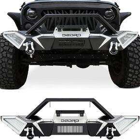 OEDRO Front Bumper Compatible with 2007-2018 Jeep Wrangler JK & Unlimited JKU (2/4 Doors), Full Width Off Road Bumper w/D-Rings & Winch Plate Mounting & Paintable Armor