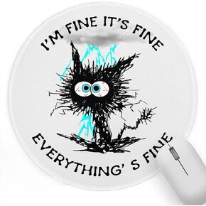 Black Cat Round Mouse Pad, Funny Small Mousepad with Non-Slip Rubber Base, Round Mouse Pads for Desk Accessories Laptop Gaming Office Supplies Decor(8.6 x 8.6 Inch) in Kuwait