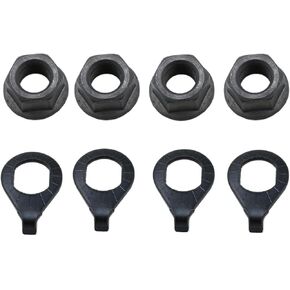 -Bicycle Hub 3/8 Inch Black Flange Shaft Nut Kits, with Front and Rear Bicycle Wheel Safety Washers -8psc