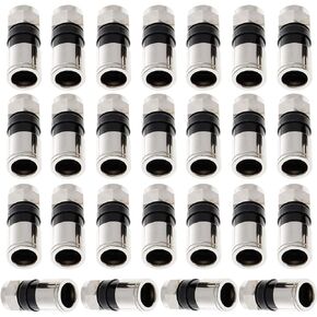 25PCS RG6 Compression Connectors,RG6 F Type Connector Coax Coaxial Compression Fitting (Black)