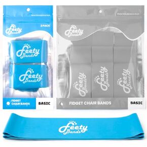 Feety Chair Bands for ADHD Kids (Basic, 2 Pack) - Flexible Seating for Classroom Elementary Students with Bouncy Fidgety Feet, Kick Fidget Bands for Chairs and Desks - Alternative Sensory Seat