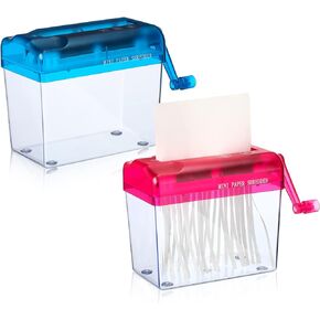 2 Pcs Manual Paper Shredder Mini Hand Shredder Portable Shredder A6 Documents Paper Cutting Tool Mini Cutting Machine Small Desktop Stationery Paper Cutter with 1.5L Basket for Office School Home in Kuwait