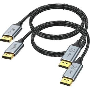 DisplayPort Cable 6 FT, 10-Pack DP Cable Cord 2K@165Hz 144Hz, 4K@60Hz, Gold-Plated High Speed Display Port Cable 144Hz, for Docking Station, Gaming Monitor, Graphics Card, TV, PC, Laptop