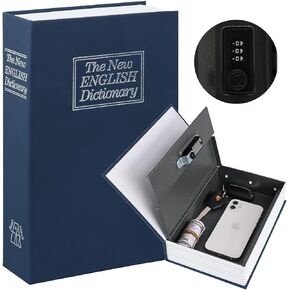 KYODOLED Diversion Book Safe with Combination Lock, Secret Hidden Metal Lock Box,Money Hiding Collection Box,9.5" x 6.2" x 2 .2" Black Large