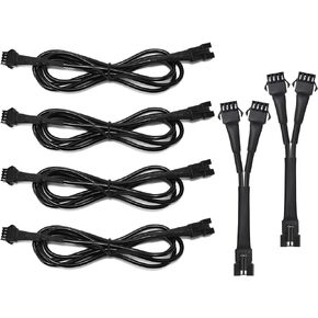 LED Light Extension Wire, 4pcs 3.9ft/47.2 Inch 4 Pin Cable Cords and 2pcs 2-Way Splitters for Motorcycle Underglow Light Kit Extension Cords for Rock Light Kits for Truck Jeep Trikes ATVs