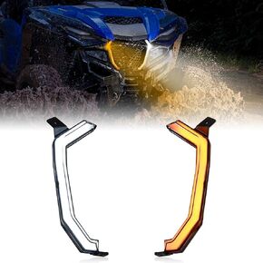 Turn Signal Fang Lights for Yamaha RMAX 1000, Front Grille Fang Accent Signature Light LED Center Grill Light for Yamaha Wolverine RMAX2 RMAX4 1000 2021 2022 2023 2024 Accessories (2PCS)