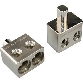 Car Audio Cable Adapter 0GA to Dual 0GA for Amplifier Brass Material Nickel Plated One Pair