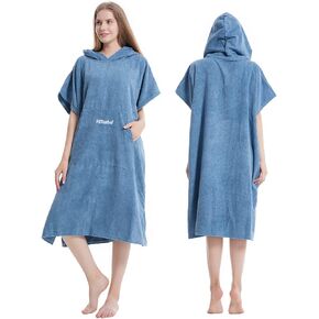 Hiturbo Changing Towel Robe, Absorbent Hooded Surf Poncho Quick-Dry Blanket Towels with Front Pocket for Swiming Surfing Aquatics One Size Unisex (Black)