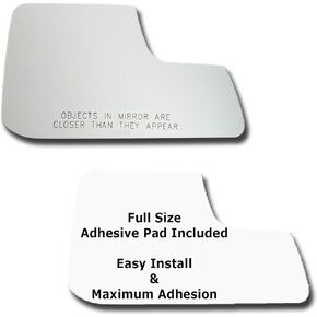 Mirror Glass + Full Size Adhesive Pad for 2011-2014 Ford Edge Passenger Side Replacement (2011 2012 2013 2014 11 12 13 14)