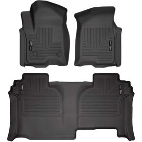 Husky Liners - Weatherbeater | Fits 2019-2024 Chevrolet Silverado/GMC Sierra 1500, 22-24 Slv/Sra 2500,3500-Double Cab New Body-Front & 2nd Row-Black, 3 pcs. | 94031