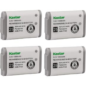 Kastar 4-Pack Cordless Phone Battery Replacement for Panasonic HHR-P103 KX-TG2352 KX-TG2382 KX-TG2383 KX-TG2720 KX-TGA273, Radio Shack 23-906 23-966 43-9004 43-9018, V-Tech 8004290000, Philips SJB4142
