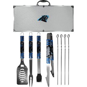NFL Siskiyou Sports Fan Shop Carolina Panthers Steel Tailgater BBQ Set w/Case 8 piece Gray