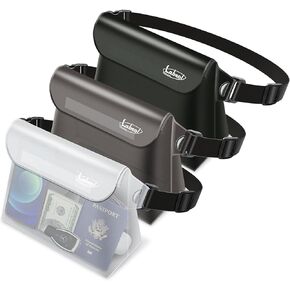 Labeol Waterproof Phone Pouch, 3 Pack Waterproof Pouch with Waist Strap,Waterproof Fanny Pack to Keep Phone and Valuables Dry,Beach Accessories for Swimming Kayaking Boating Fishing