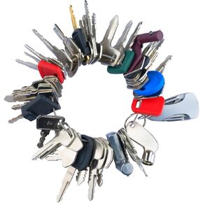 56PCS Heavy Equipment Keys Master Set with MultiTactical Keychain Fits CAT JD JCB JLG Case Bobcat Hyster Komatsu Volvo Kubota. Construction Ignition Keys Set for Trucker or Equipment Operator
